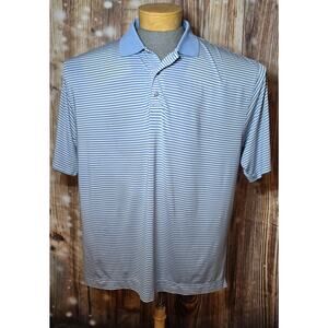 FootJoy ProDry Lisle Mens Sky Blue/White Striped Polo Golf Shirt XL Traditional